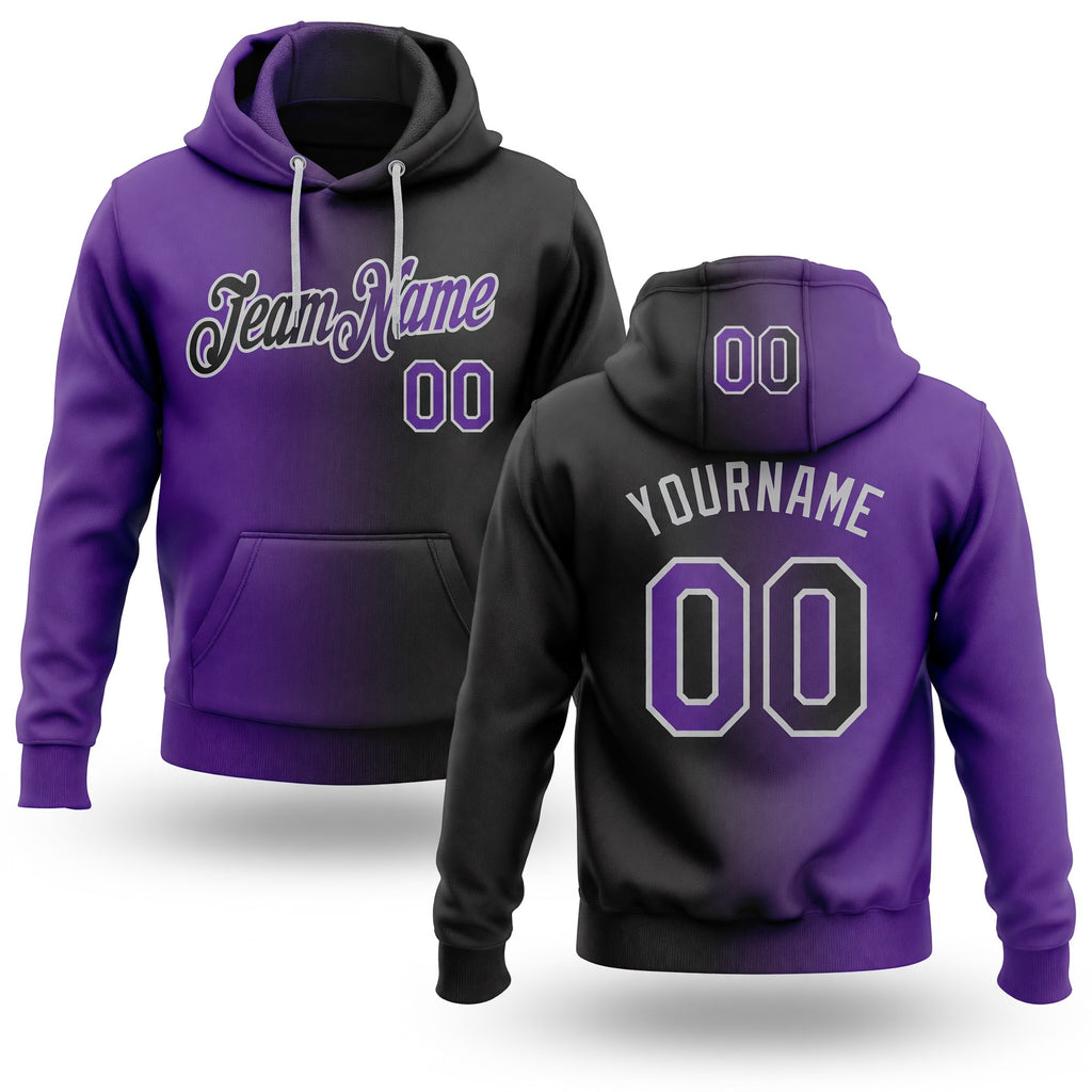 Custom Stitched Black Purple-Gray Gradient Fashion Sports Pullover Sweatshirt Hoodie