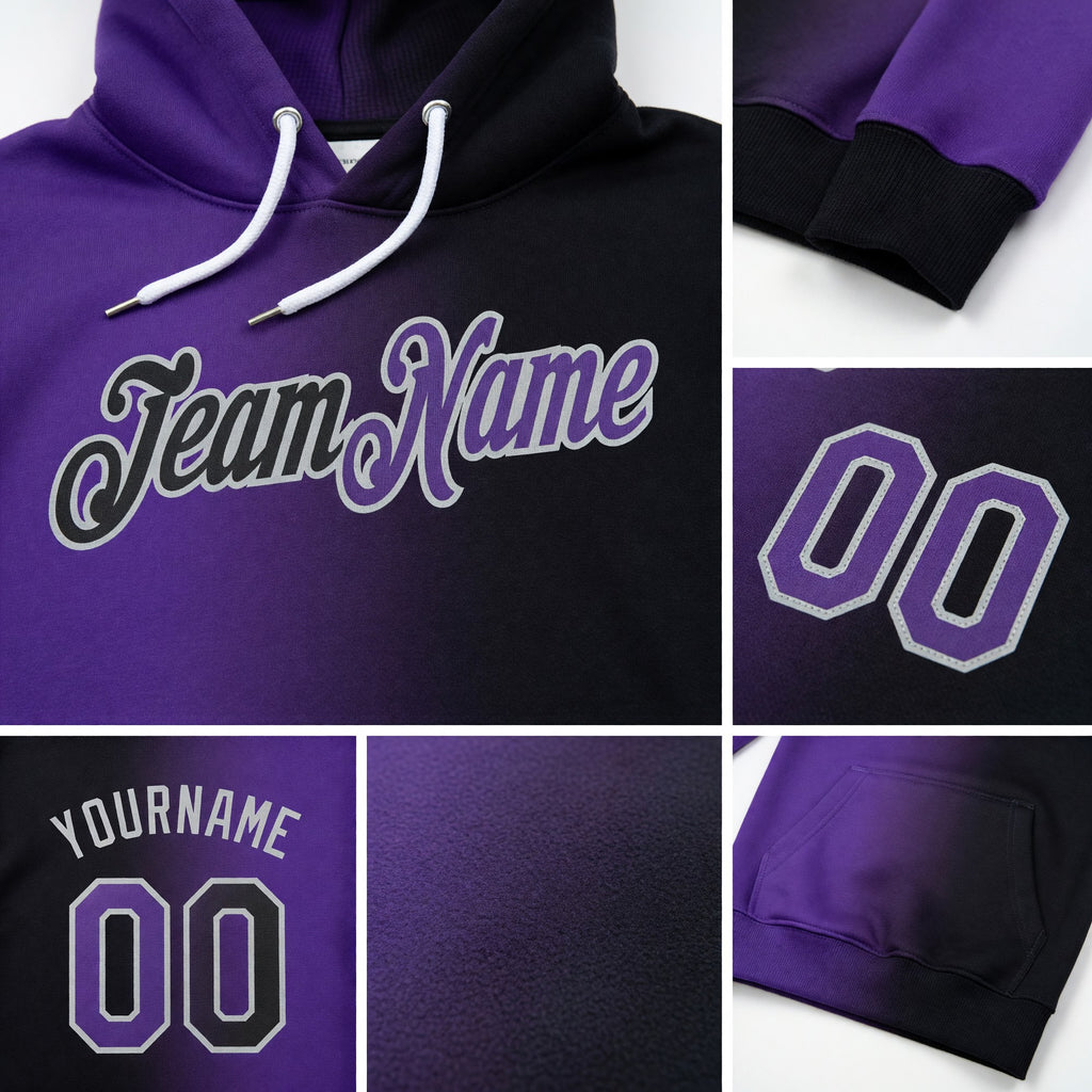 Custom Stitched Black Purple-Gray Gradient Fashion Sports Pullover Sweatshirt Hoodie detail