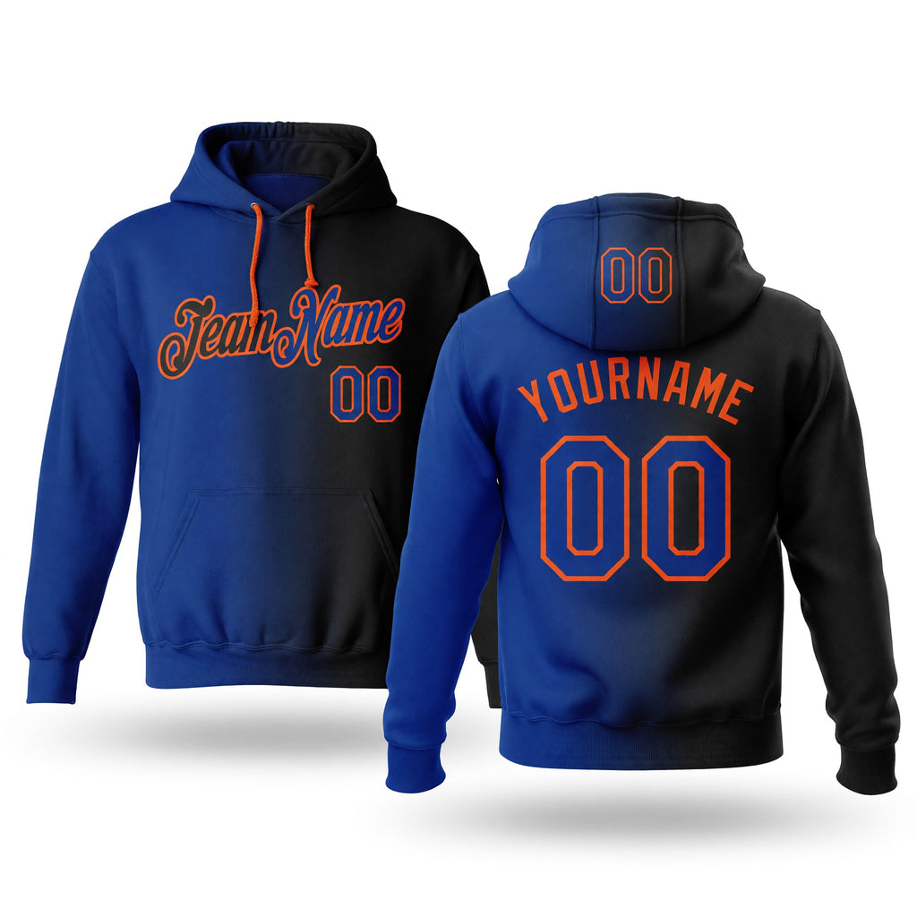 Custom Stitched Black Royal-Orange Gradient Fashion Sports Pullover Sweatshirt Hoodie