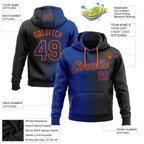 Custom Stitched Black Royal-Orange Gradient Fashion Sports Pullover Sweatshirt Hoodie photo 2