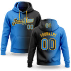 Custom Stitched Black Powder Blue-Gold Gradient Fashion Sports Pullover Sweatshirt Hoodie