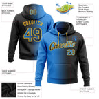 Custom Stitched Black Powder Blue-Gold Gradient Fashion Sports Pullover Sweatshirt Hoodie photo 3