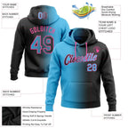 Custom Stitched Black Sky Blue-Pink Gradient Fashion Sports Pullover Sweatshirt Hoodie photo 2
