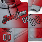 Custom Stitched Red Gray-Black Gradient Fashion Sports Pullover Sweatshirt Hoodie detail