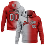 Custom Stitched Red Gray-Black Gradient Fashion Sports Pullover Sweatshirt Hoodie photo 1