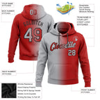 Custom Stitched Red Gray-Black Gradient Fashion Sports Pullover Sweatshirt Hoodie photo 2