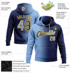 Custom Stitched Navy Light Blue-Gold Gradient Fashion Sports Pullover Sweatshirt Hoodie photo 2