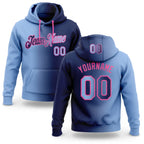 Custom Stitched Navy Light Blue-Pink Gradient Fashion Sports Pullover Sweatshirt Hoodie