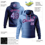 Custom Stitched Navy Light Blue-Pink Gradient Fashion Sports Pullover Sweatshirt Hoodie photo 2