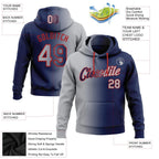Custom Stitched Navy Gray-Red Gradient Fashion Sports Pullover Sweatshirt Hoodie photo 2