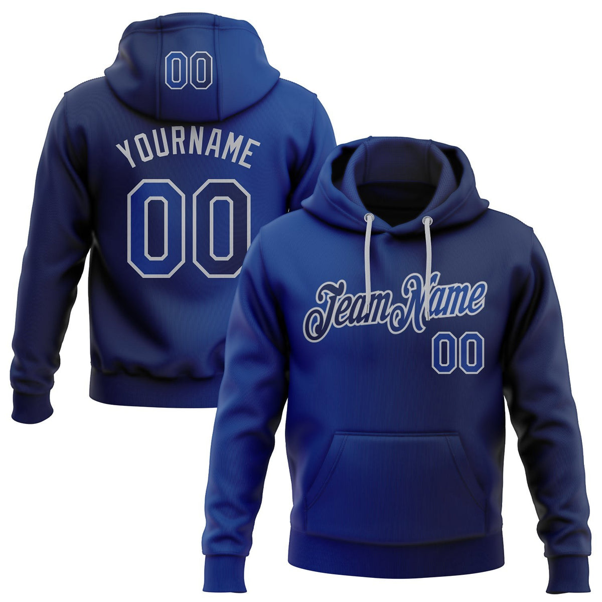 Custom Stitched Navy Royal-Gray Gradient Fashion Sports Pullover Sweatshirt Hoodie photo 1