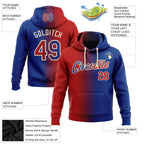 Custom Stitched Royal Red-Cream Gradient Fashion Sports Pullover Sweatshirt Hoodie photo 2