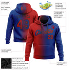 Custom Stitched Royal Red-Black Gradient Fashion Sports Pullover Sweatshirt Hoodie photo 2