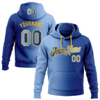 Custom Stitched Royal Light Blue-Gold Gradient Fashion Sports Pullover Sweatshirt Hoodie photo 1