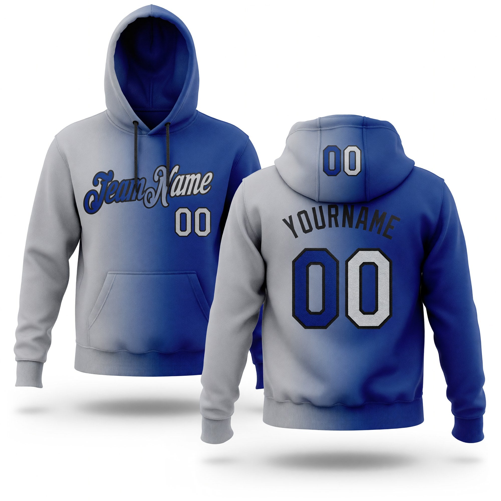 Custom Stitched Royal Gray-Black Gradient Fashion Sports Pullover Sweatshirt Hoodie
