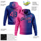 Custom Stitched Royal Pink-Black Gradient Fashion Sports Pullover Sweatshirt Hoodie photo 2