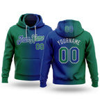 Custom Stitched Royal Kelly Green-Gray Gradient Fashion Sports Pullover Sweatshirt Hoodie