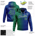 Custom Stitched Royal Kelly Green-Gray Gradient Fashion Sports Pullover Sweatshirt Hoodie photo 2