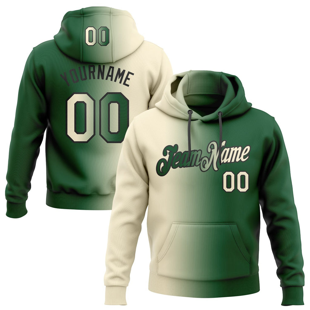 Custom Stitched Green Cream-Black Gradient Fashion Sports Pullover Sweatshirt Hoodie photo 1