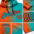Custom Stitched Aqua Orange-Navy Gradient Fashion Sports Pullover Sweatshirt Hoodie detail