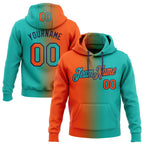 Custom Stitched Aqua Orange-Navy Gradient Fashion Sports Pullover Sweatshirt Hoodie photo 1