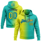 Custom Stitched Aqua Neon Yellow-Navy Gradient Fashion Sports Pullover Sweatshirt Hoodie photo 1