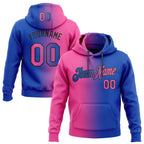 Custom Stitched Thunder Blue Pink-Black Gradient Fashion Sports Pullover Sweatshirt Hoodie