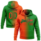 Custom Stitched Grass Green Orange-Black Gradient Fashion Sports Pullover Sweatshirt Hoodie photo 1