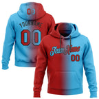 Custom Stitched Sky Blue Red-Black Gradient Fashion Sports Pullover Sweatshirt Hoodie photo 1