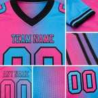 Custom Sky Blue Pink-Black Authentic Gradient Fashion Football Jersey detail