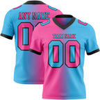 Custom Sky Blue Pink-Black Authentic Gradient Fashion Football Jersey photo 1