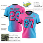 Custom Sky Blue Pink-Black Authentic Gradient Fashion Football Jersey photo 2
