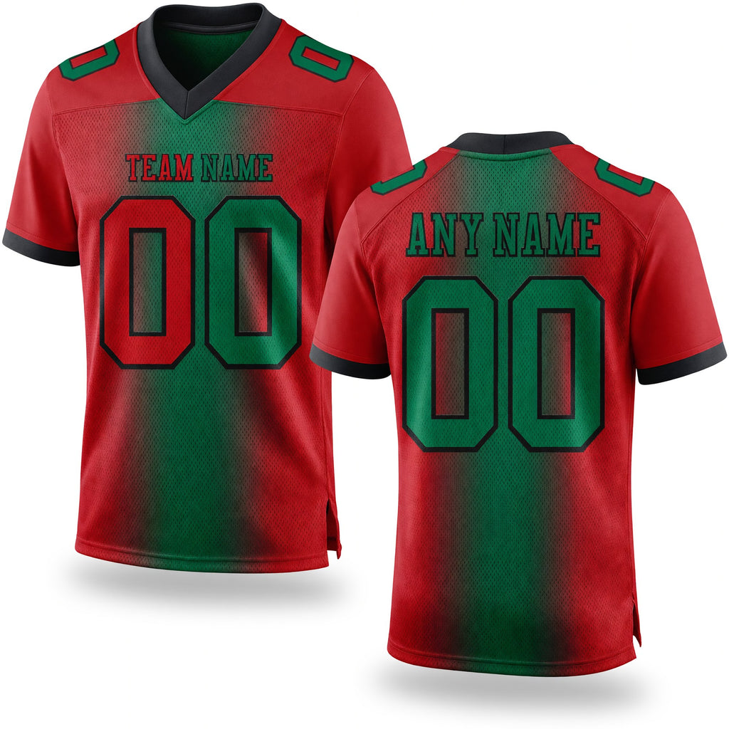 Custom Red Kelly Green-Black Authentic Gradient Fashion Football Jersey