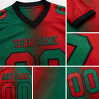 Custom Red Kelly Green-Black Authentic Gradient Fashion Football Jersey detail