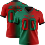 Custom Red Kelly Green-Black Authentic Gradient Fashion Football Jersey photo 1