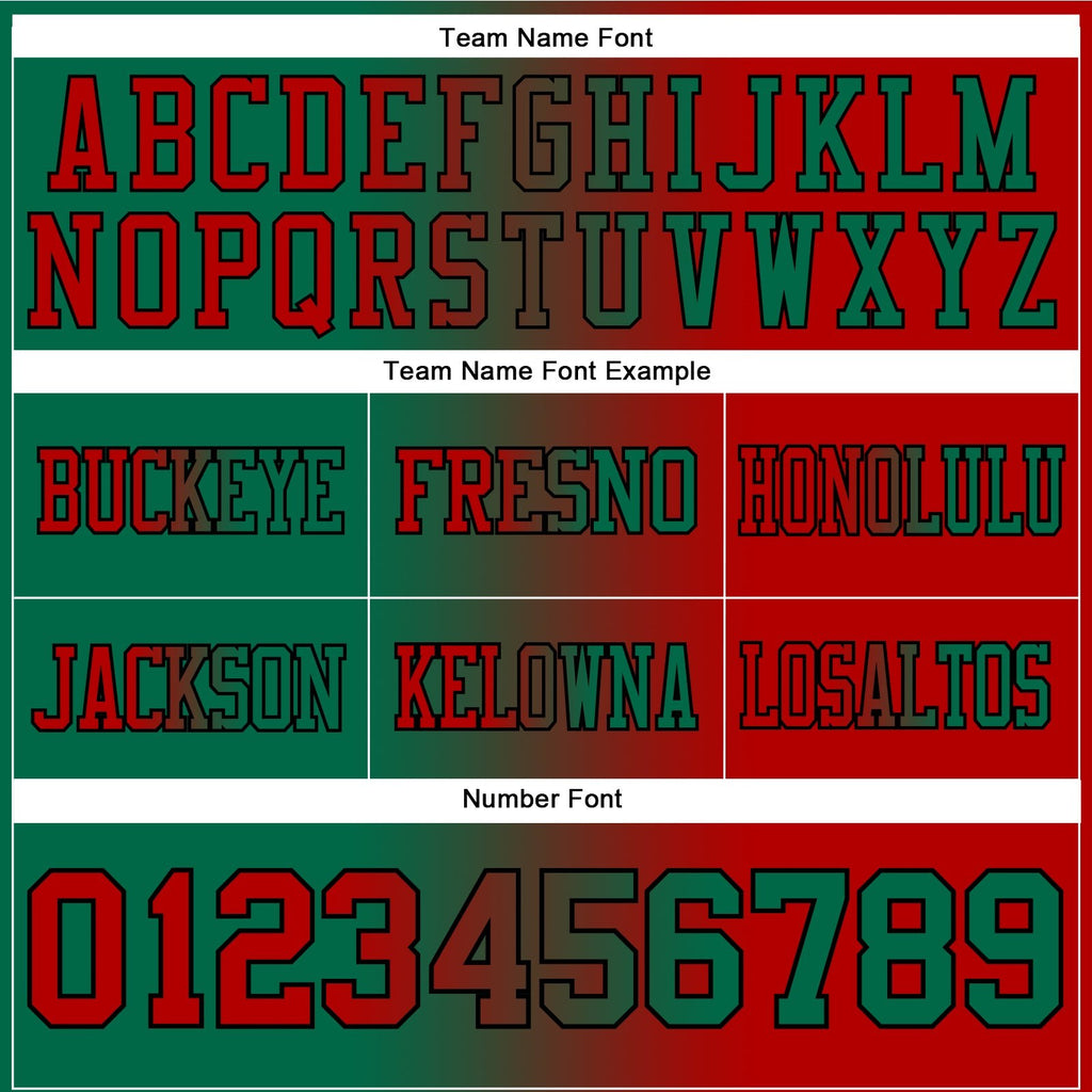 Custom Red Kelly Green-Black Authentic Gradient Fashion Football Jersey photo 3