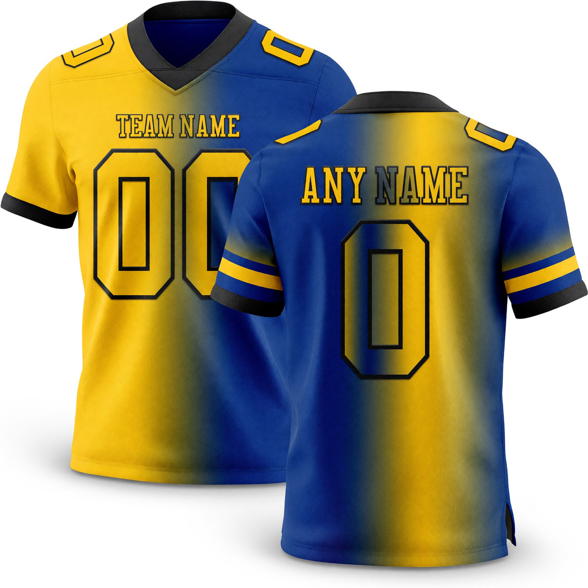 Custom Royal Yellow-Black Authentic Gradient Fashion Football Jersey