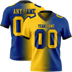Custom Royal Yellow-Black Authentic Gradient Fashion Football Jersey photo 1