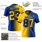 Custom Royal Yellow-Black Authentic Gradient Fashion Football Jersey photo 2