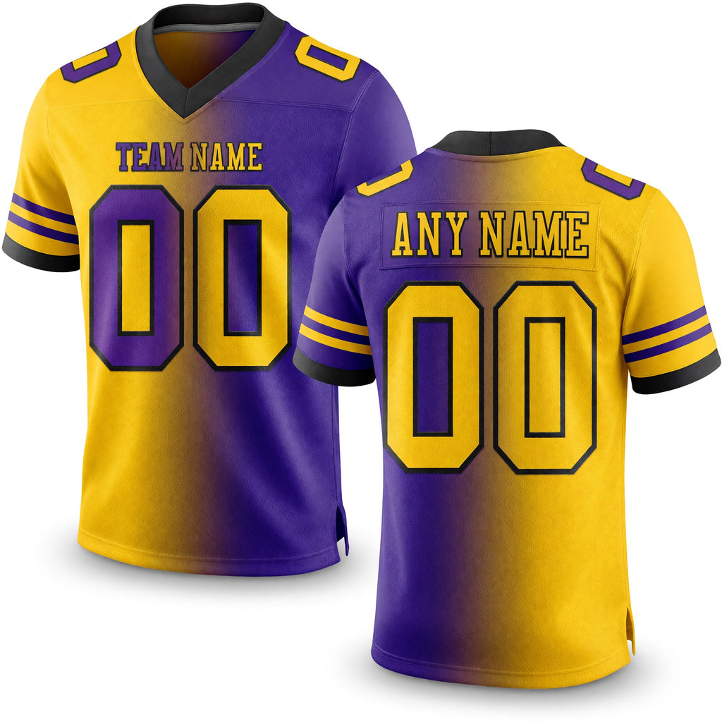 Custom Purple Yellow-Black Authentic Gradient Fashion Football Jersey