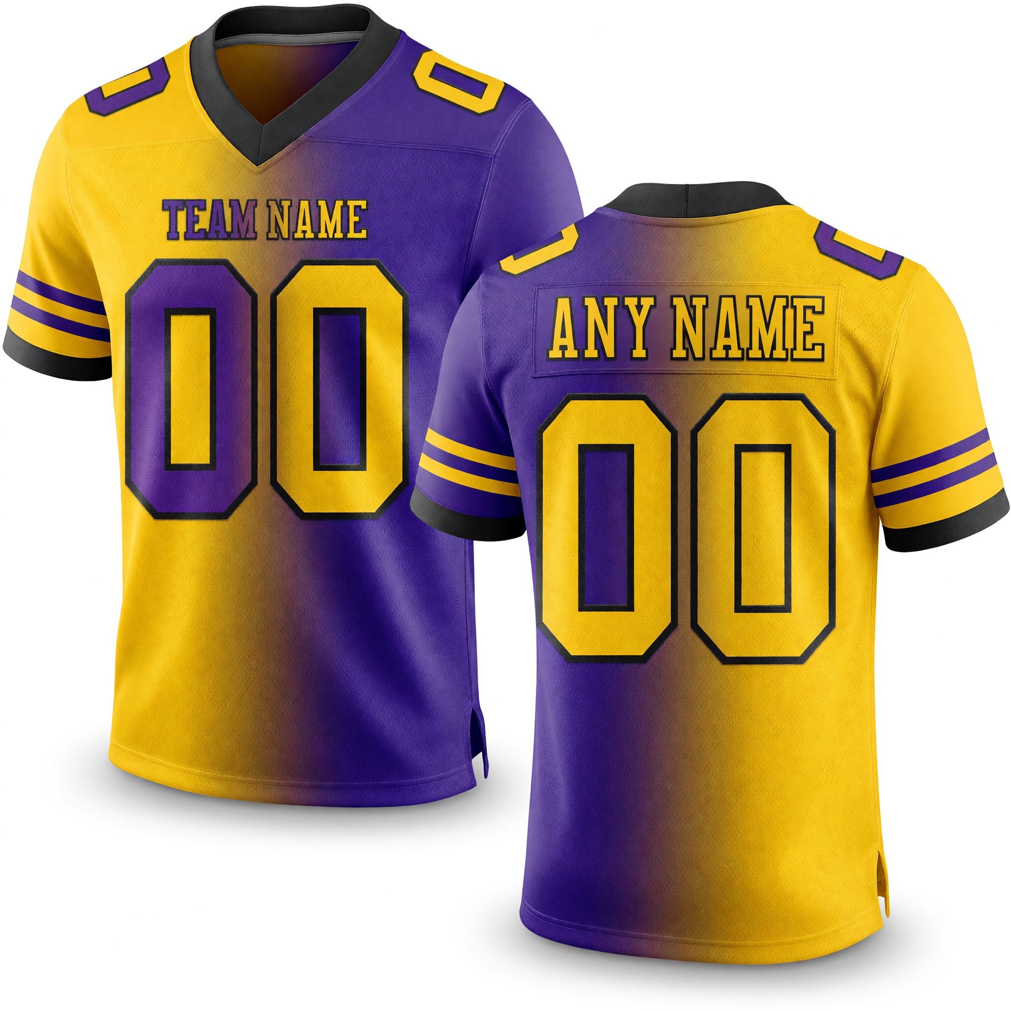 Custom Purple Yellow-Black Authentic Gradient Fashion Football Jersey