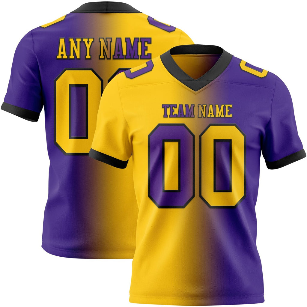 Custom Purple Yellow-Black Authentic Gradient Fashion Football Jersey photo 1