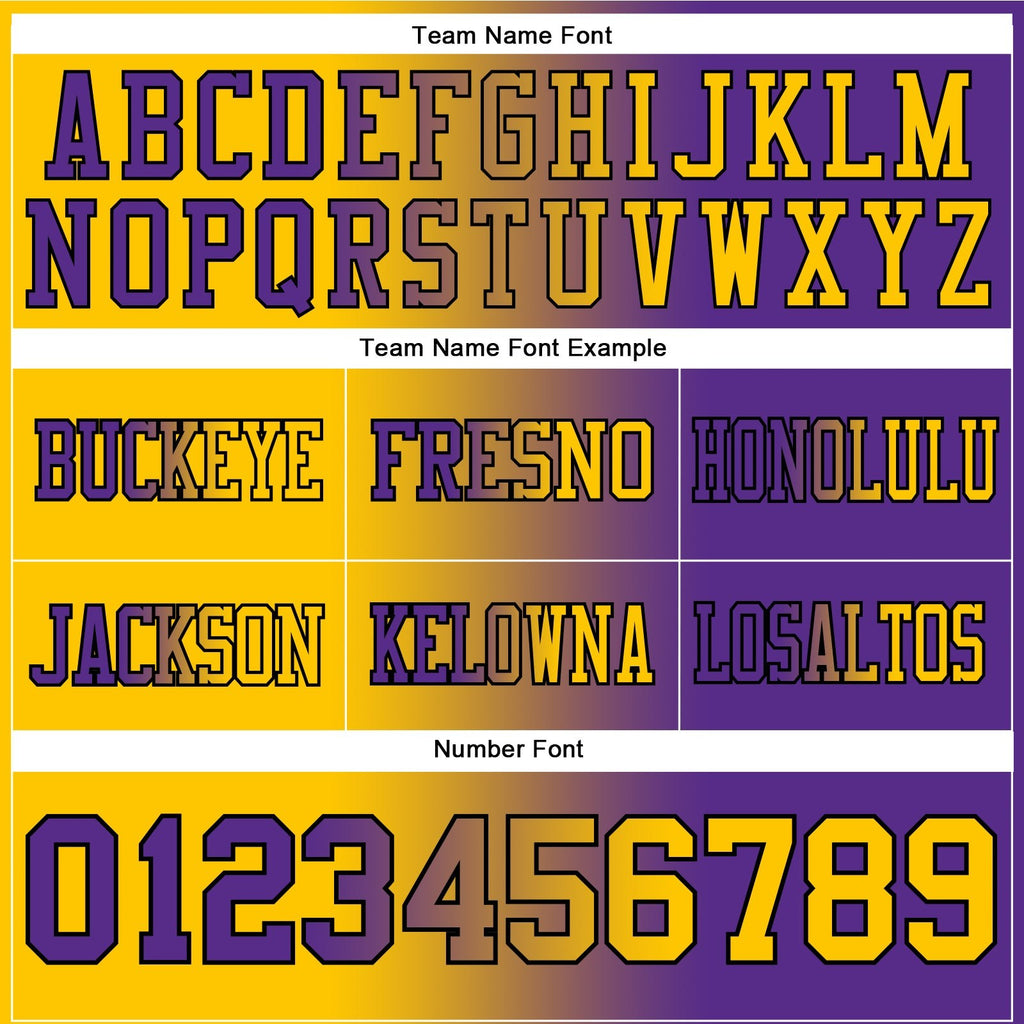 Custom Purple Yellow-Black Authentic Gradient Fashion Football Jersey photo 3