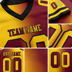 Custom Crimson Yellow-Black Authentic Gradient Fashion Football Jersey detail