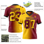 Custom Crimson Yellow-Black Authentic Gradient Fashion Football Jersey photo 2