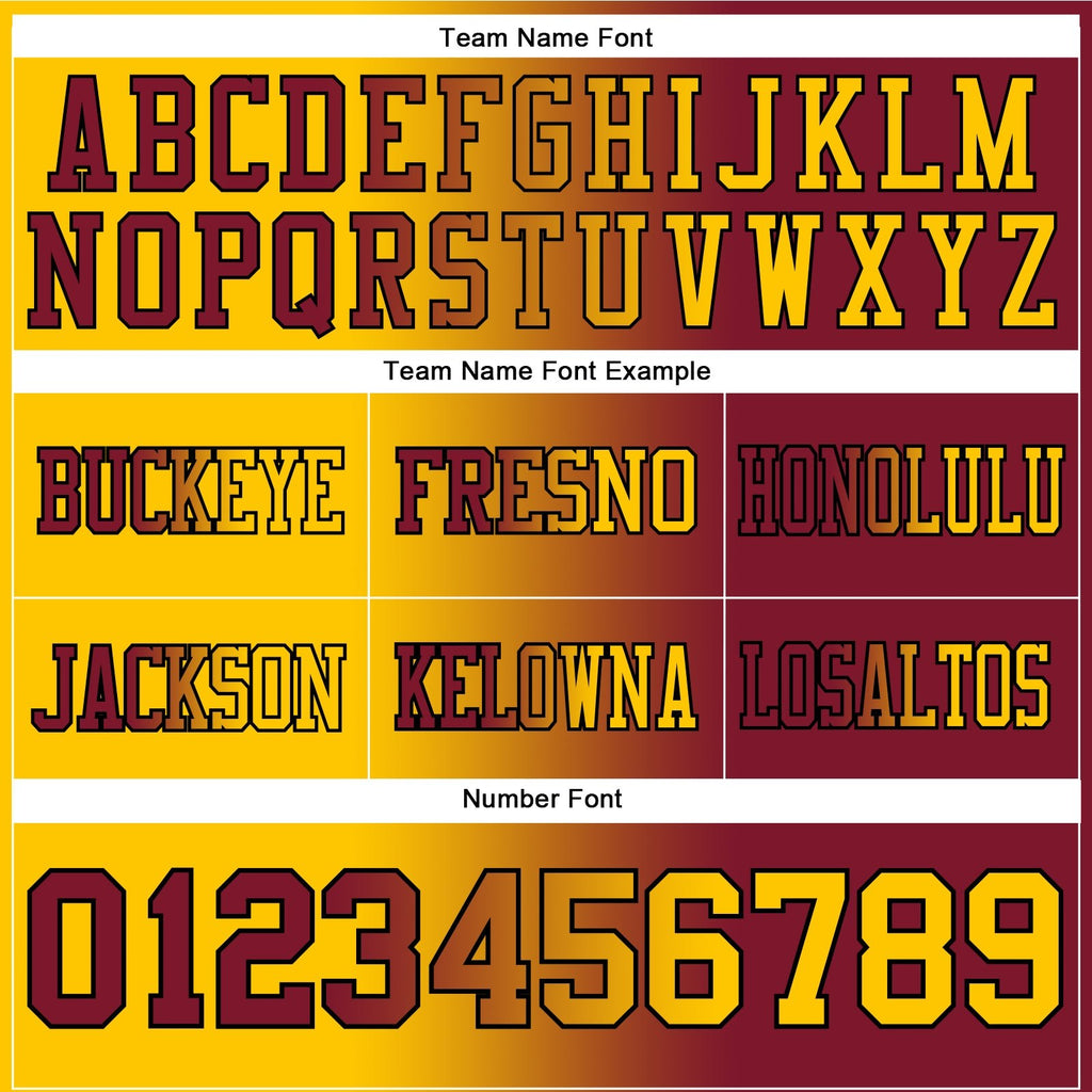 Custom Crimson Yellow-Black Authentic Gradient Fashion Football Jersey photo 3