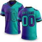 Custom Purple Aqua-Black Authentic Gradient Fashion Football Jersey