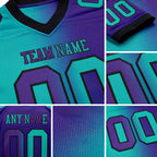 Custom Purple Aqua-Black Authentic Gradient Fashion Football Jersey detail