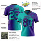 Custom Purple Aqua-Black Authentic Gradient Fashion Football Jersey photo 2