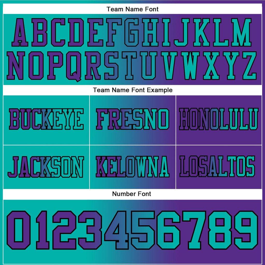 Custom Purple Aqua-Black Authentic Gradient Fashion Football Jersey photo 3